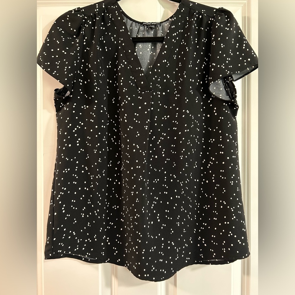 Hilary Radley - Blouse - Black/white Polka Dot Size S Small
